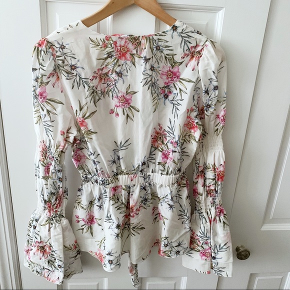 INTERMIX Rochelle Floral V-Neck Top - Picture 7 of 13